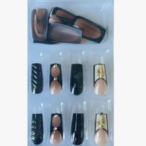 Untitled design (4) Coffin shape-Press on nails Diamond and studs